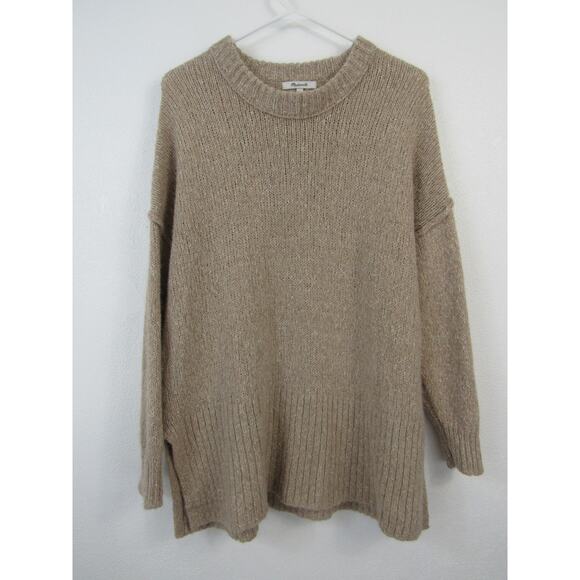 Madewell Small Baxter Sweater Tunic Tan Brown Open Knit Alpace Loungewear - Picture 1 of 8